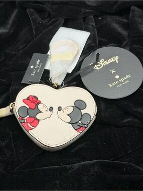 kate spade Cream Heart Coin Pouch with Gold Logo